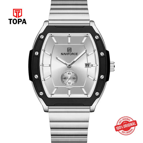 NaviForce NF8068G-CH-WHT Metal Band Men Watch - Topa