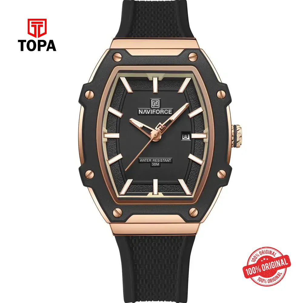 NaviForce NF8069G-RG-BLK Rubber Band Men Watch - Topa