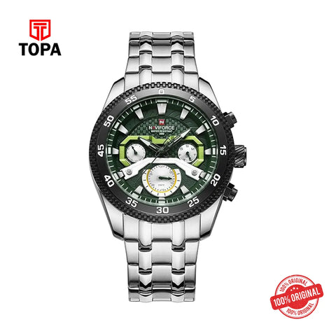 Naviforce NF9222 Green Dial Chronograph Stainless Steel Watch - Topa