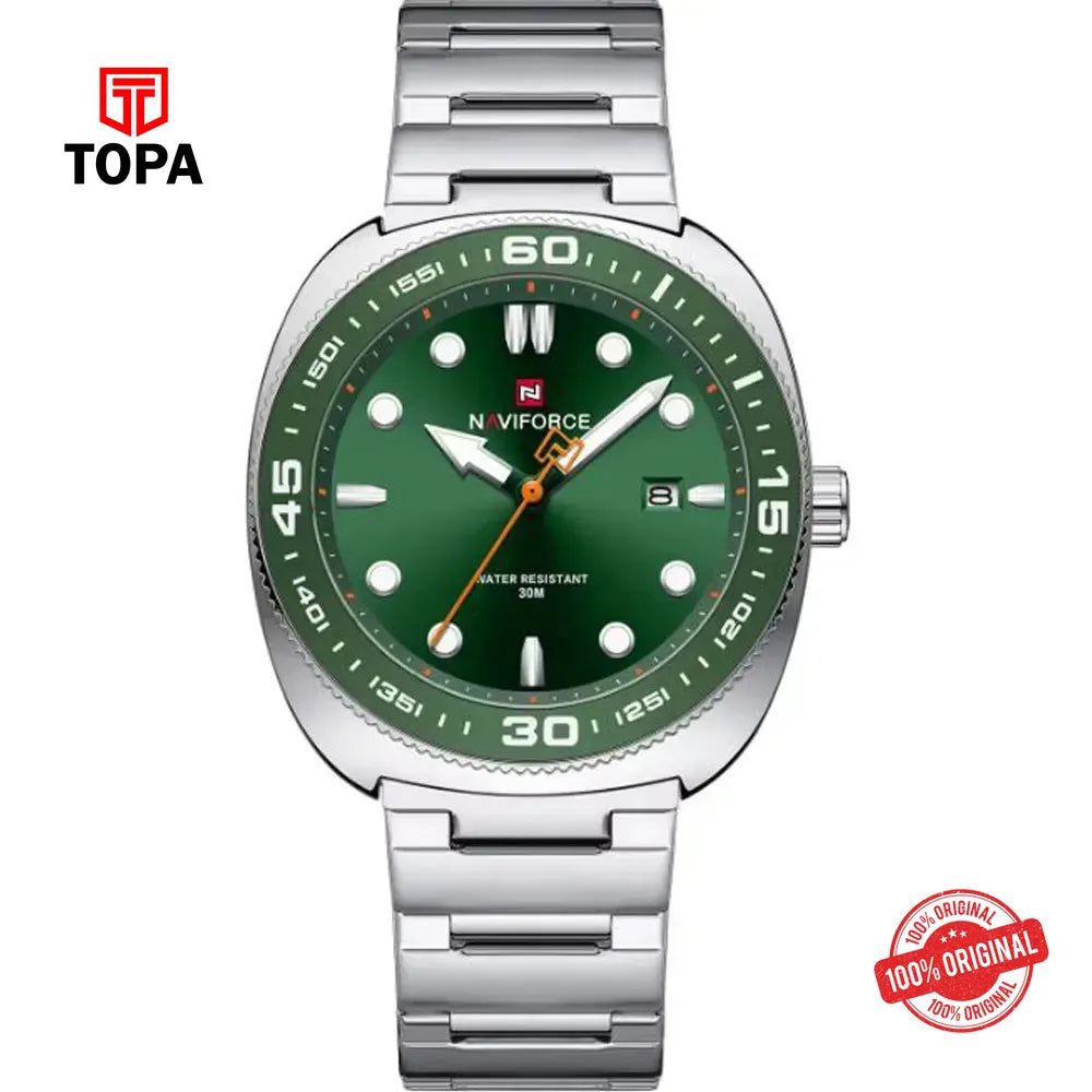 NaviForce NF9250G-CH-GRN Metal Band Men Watch - Topa