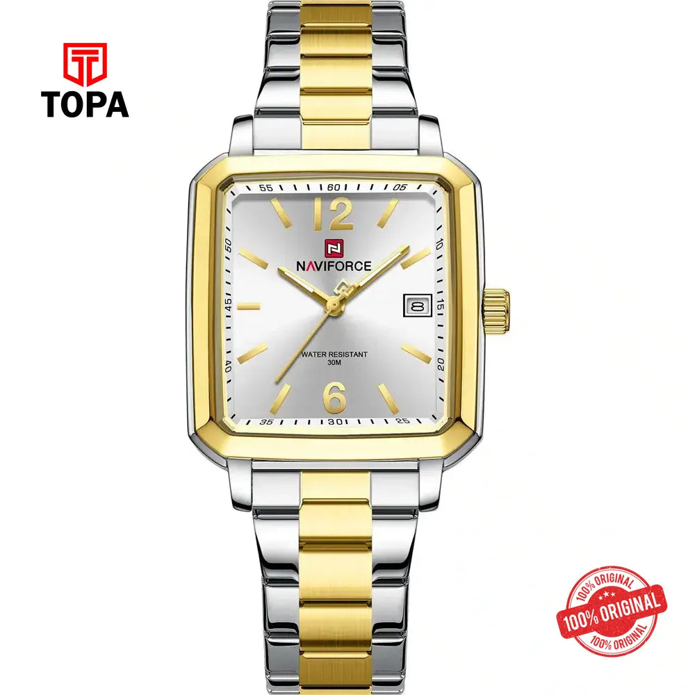NaviForce NF9252G-TTGLD-WHT Metal Band Men Watch - Topa