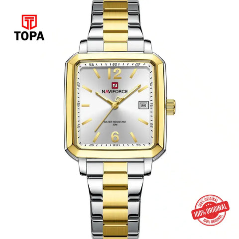 NaviForce NF9252G-TTGLD-WHT Metal Band Men Watch - Topa
