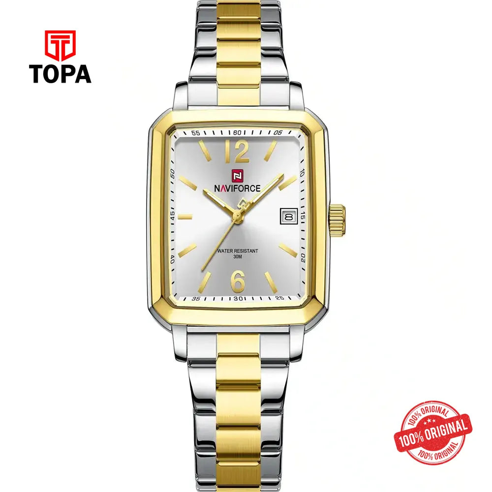 NaviForce NF9252L-TTGLD-WHT Metal Band Women Watch - Topa