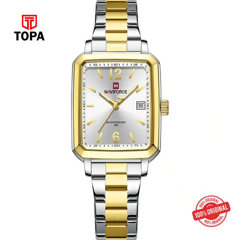 NaviForce NF9252L-TTGLD-WHT Metal Band Women Watch - Topa