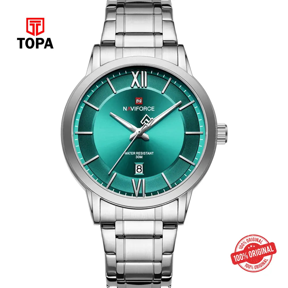 NaviForce NF9254G-CH-GRN Metal Band Men Watch - Topa