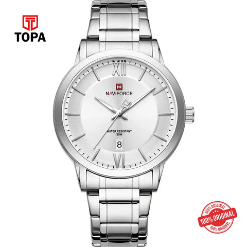 NaviForce NF9254G-CH-WHT Metal Band Men Watch - Topa