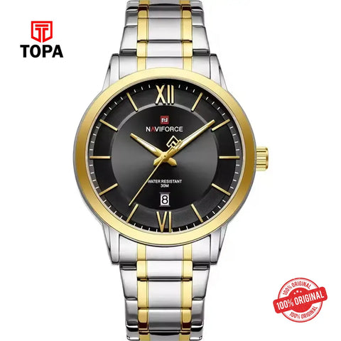 NaviForce NF9254G-TTGLD-BLK Metal Band Men Watch - Topa