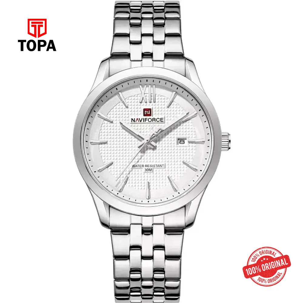 NaviForce NF9255G-CH-WHT Metal Band Men Watch - Topa