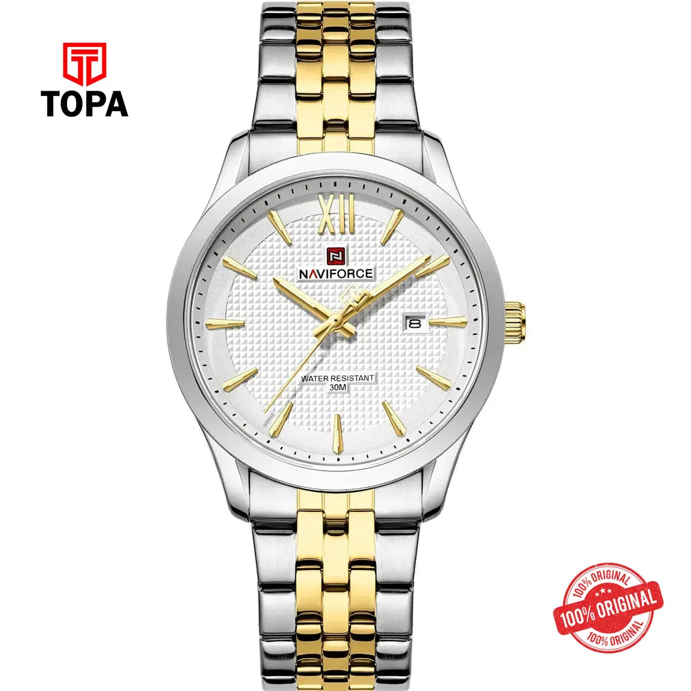 NaviForce NF9255G-TTGD-WHT Metal Band Men Watch - Topa