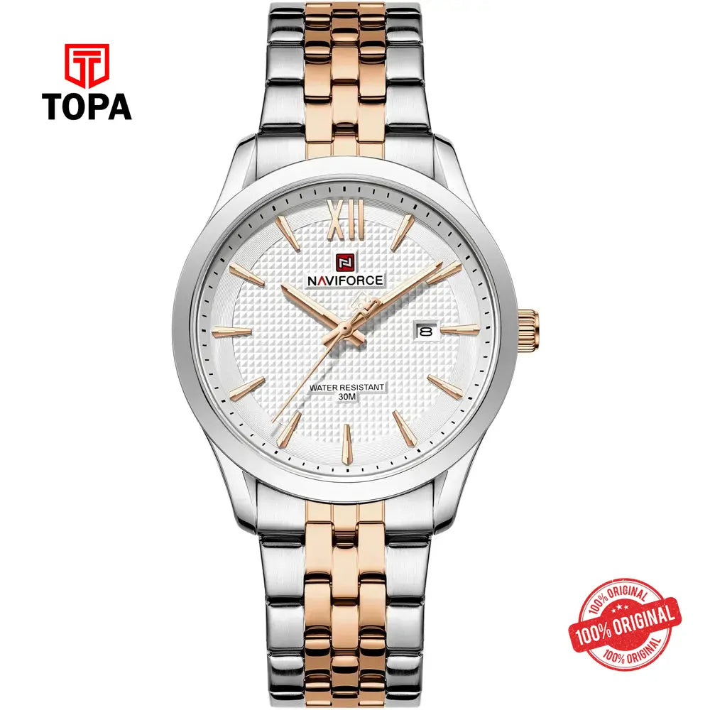 NaviForce NF9255G-TTRG-WHT Metal Band Men Watch - Topa