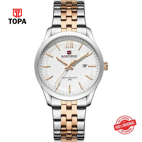 NaviForce NF9255G-TTRG-WHT Metal Band Men Watch - Topa