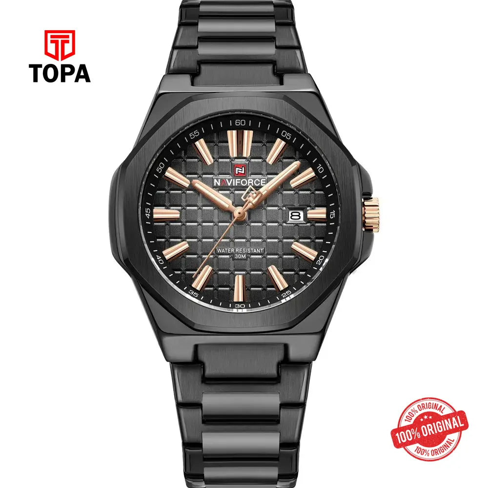 NaviForce NF9258G-BLK Metal Band Men Watch - Topa