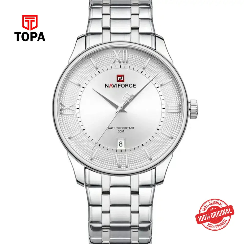 NaviForce NF9272G-CH-WHT Metal Band Men Watch - Topa