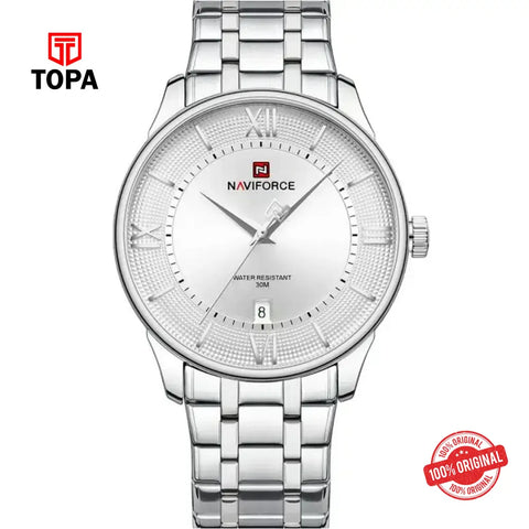 NaviForce NF9272G-CH-WHT Metal Band Men Watch - Topa