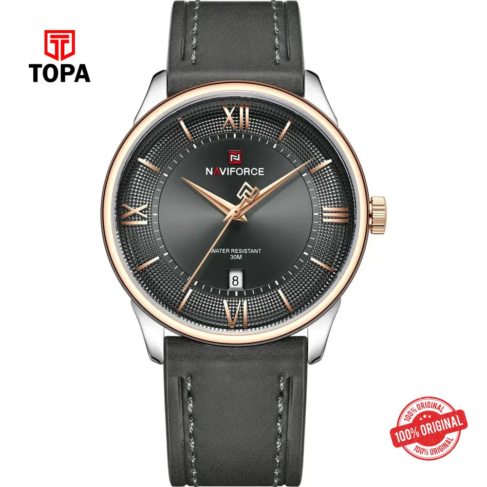 NaviForce NF9272G-TTRG-GRY Leather Band Men Watch - Topa