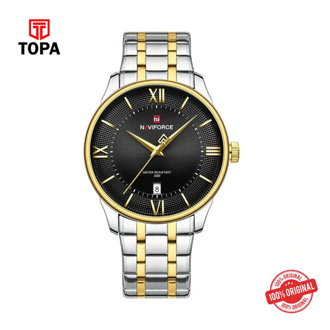 Naviforce NF9272S Black Dial Two-Tone Stainless Steel Watch - Topa