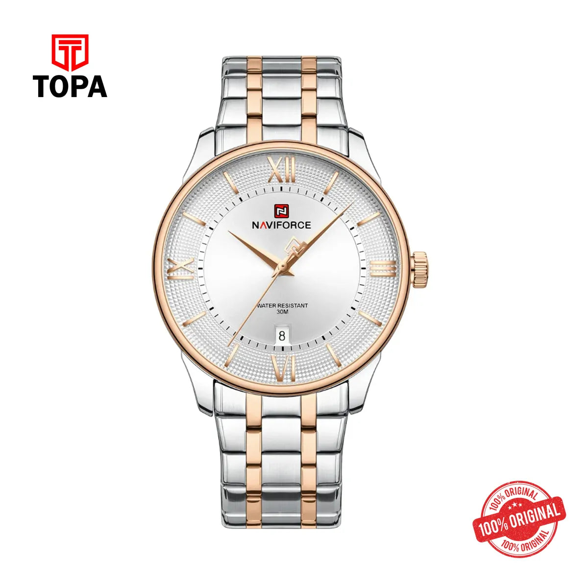 Naviforce NF9272S Silver Dial Two-Tone Stainless Steel Watch - Topa