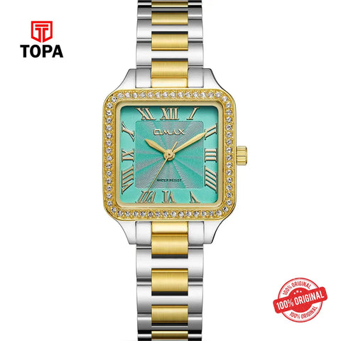 Omax SQ-BS002GT1R Metal Band Women Watch - Topa