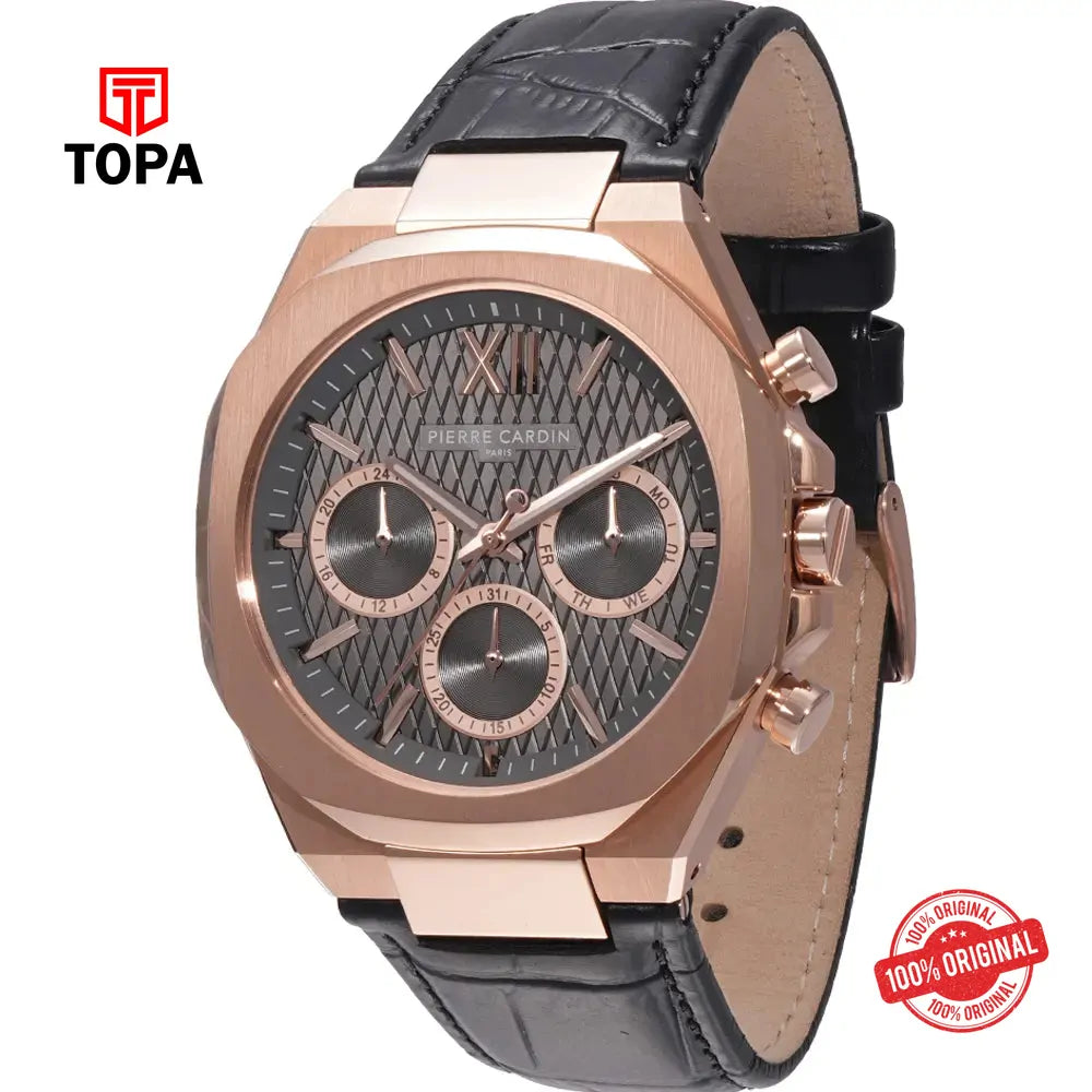 Pierre Cardin CF.1017.LB.1 Leather Band Men Watch - Topa