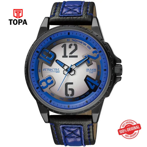 Q&Q DA66J515Y Attractive Leather Band Men Watch - Topa