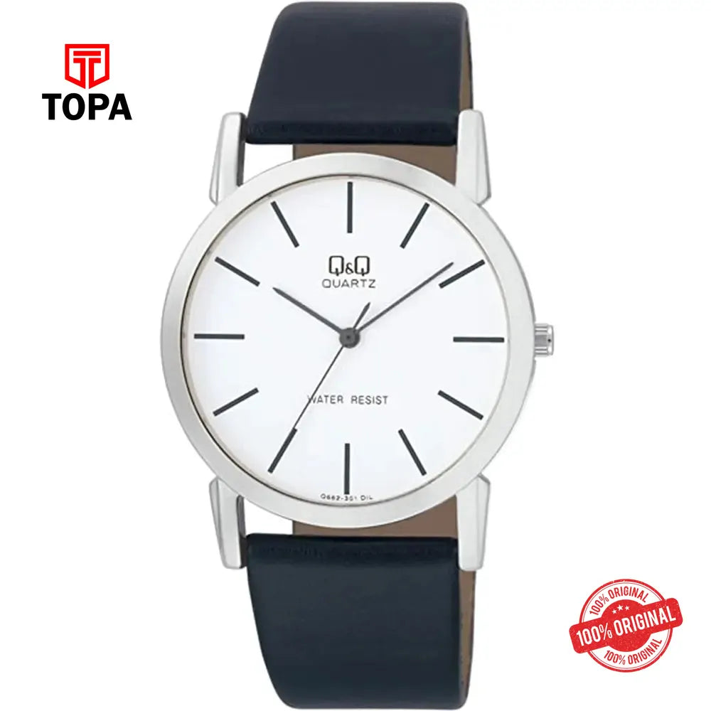 Q&Q Q662J301Y Leather Band Men Watch - Topa