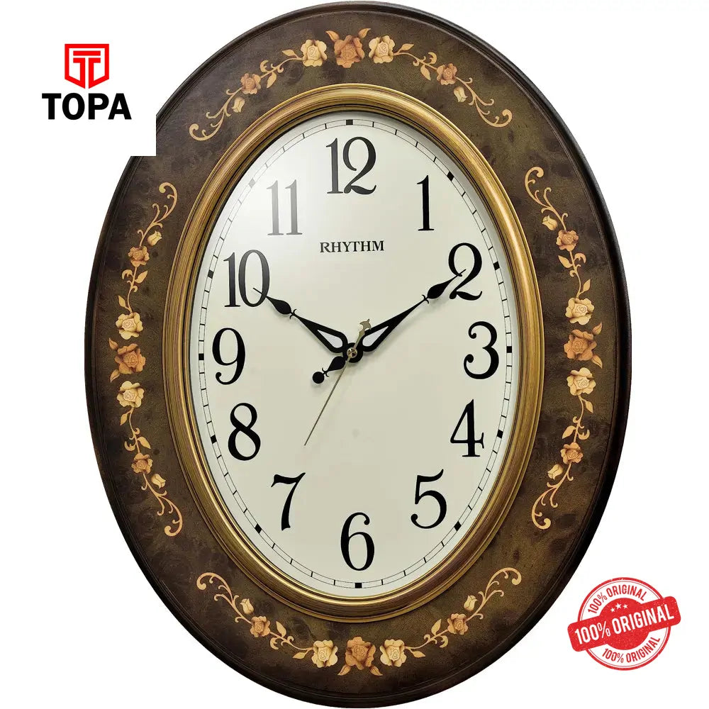 Rhythm CMG298NR06 Convex Glass Wooden Wall Clock - Topa