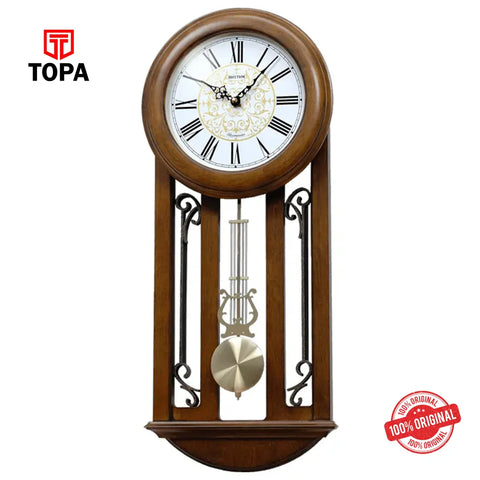 Rhythm CMJ547NR06 Wooden Pendulum Wall Clock - Topa