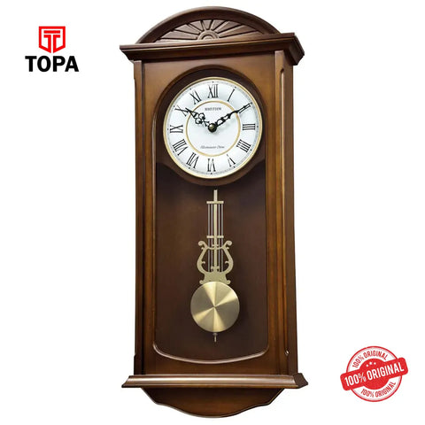 Rhythm CMJ574NR06 Wooden Pendulum Wall Clock - Topa