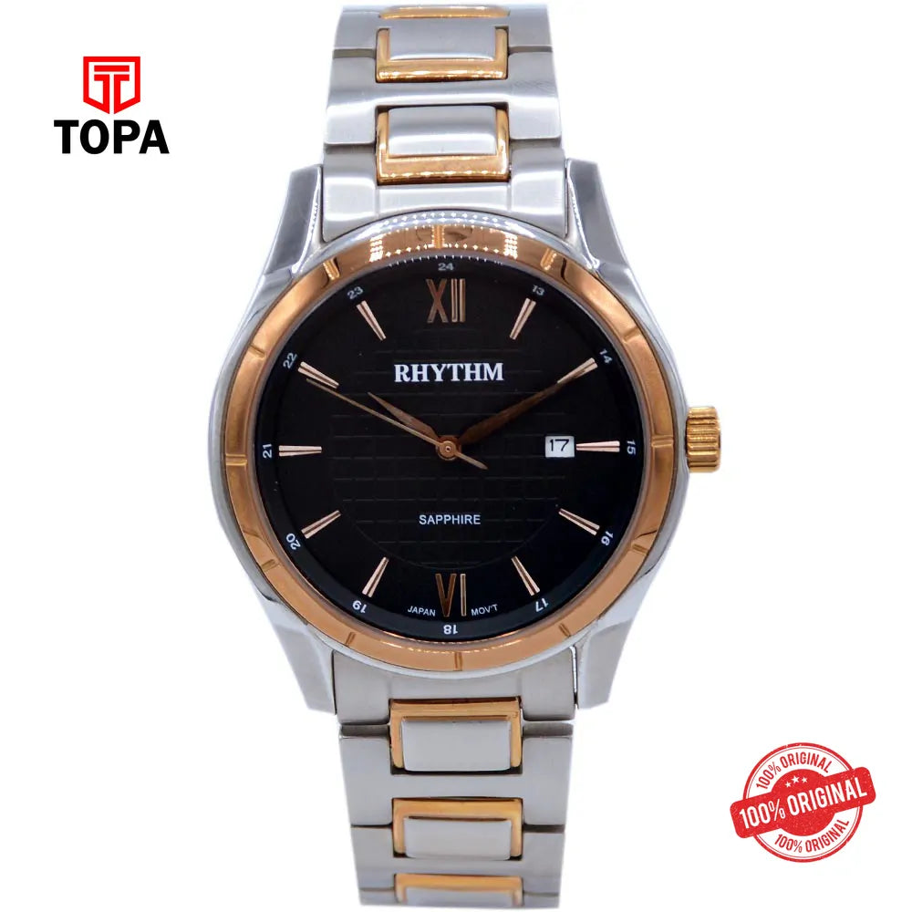 Rhythm P1203S-BLK Metal Band Men Watch - Topa