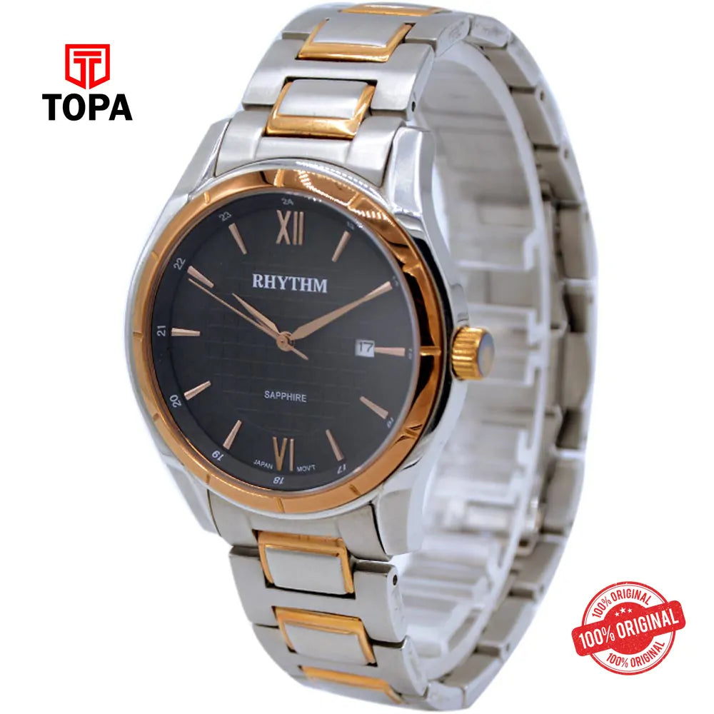 Rhythm P1203S-BLK Metal Band Men Watch - Topa