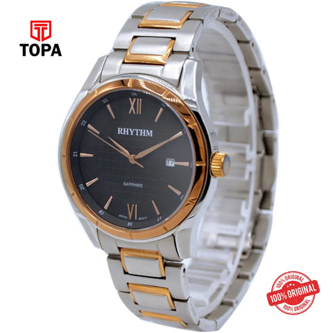 Rhythm P1203S-BLK Metal Band Men Watch - Topa