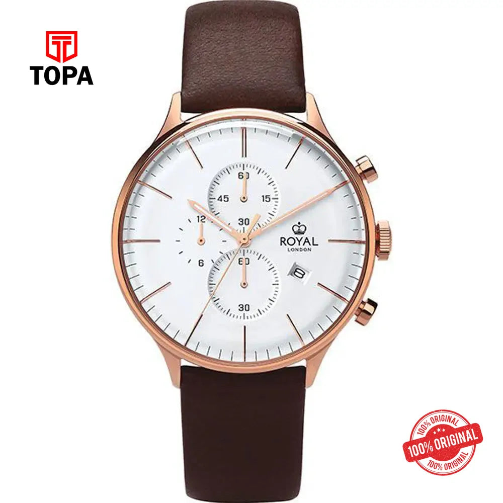 Royal London 41383-05 Leather Band Men Watch - Topa