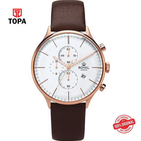 Royal London 41383-05 Leather Band Men Watch - Topa