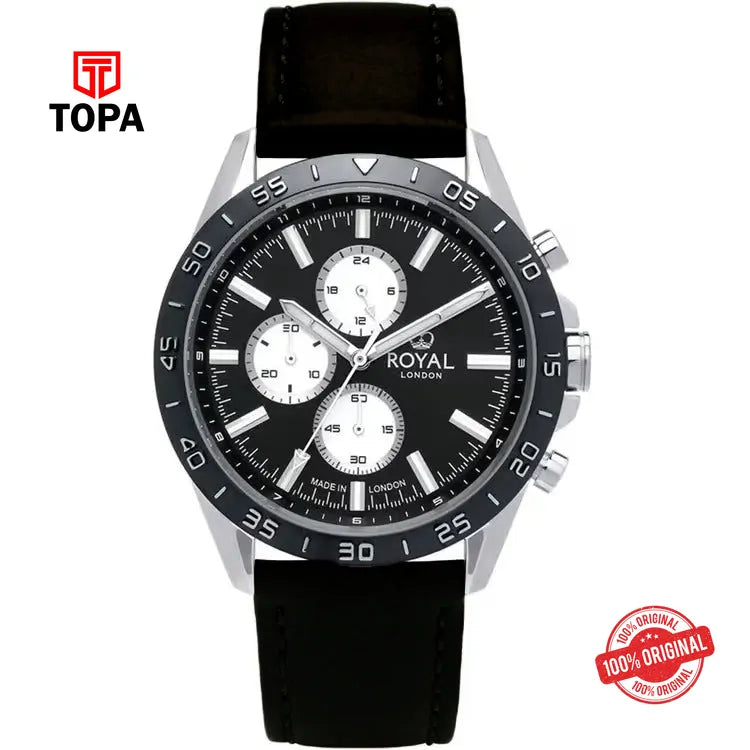 Royal London 41411-01 Leather Band Men Watch - Topa