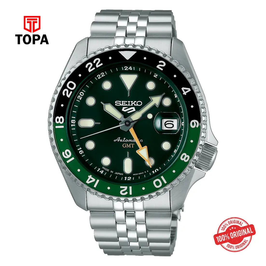 Seiko 5 Sports SBSC019 GMT Metal Band Men Watch - Topa