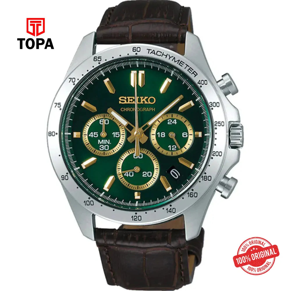 Seiko SBTR017 Leather Band Men Watch - Topa