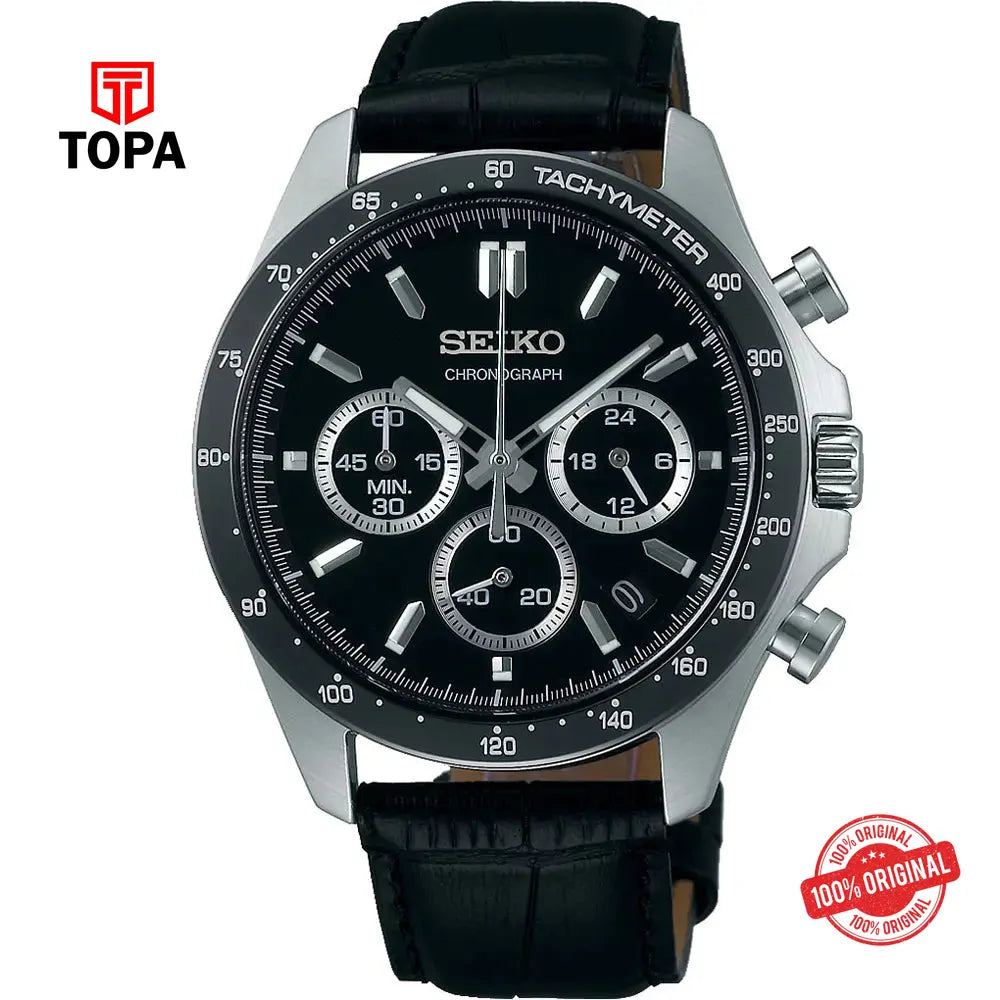 Seiko SBTR021 Leather Band Men Watch - Topa
