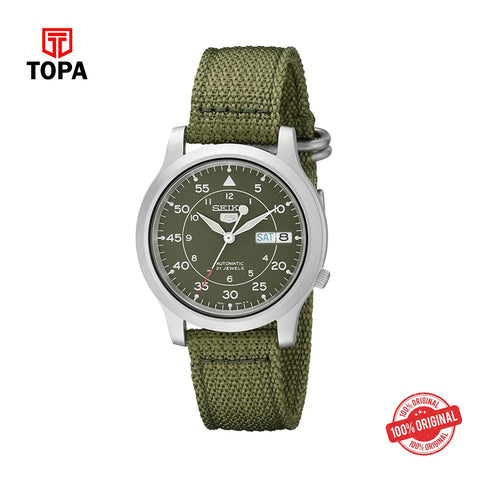 Seiko SNK805K2 Automatic Green Dial Military Canvas Strap Watch - Topa