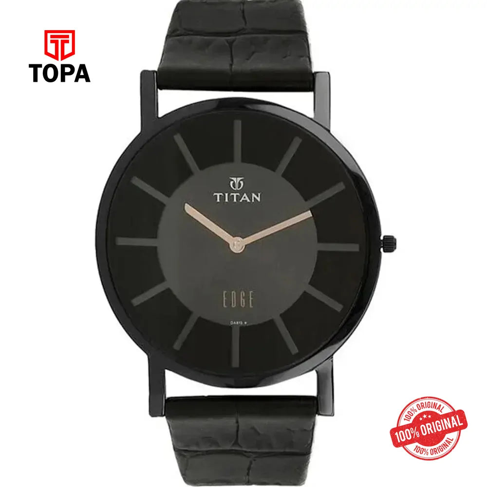 Titan NS1595NL01 Edge Leather Band Men Watch - Topa