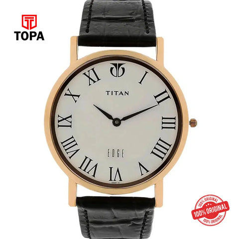 Titan NS1595WL01 Edge Leather Band Men Watch - Topa