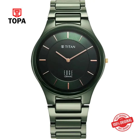 Titan NS1696QC06 Edge Ceramic Metal Band Men Watch - Topa