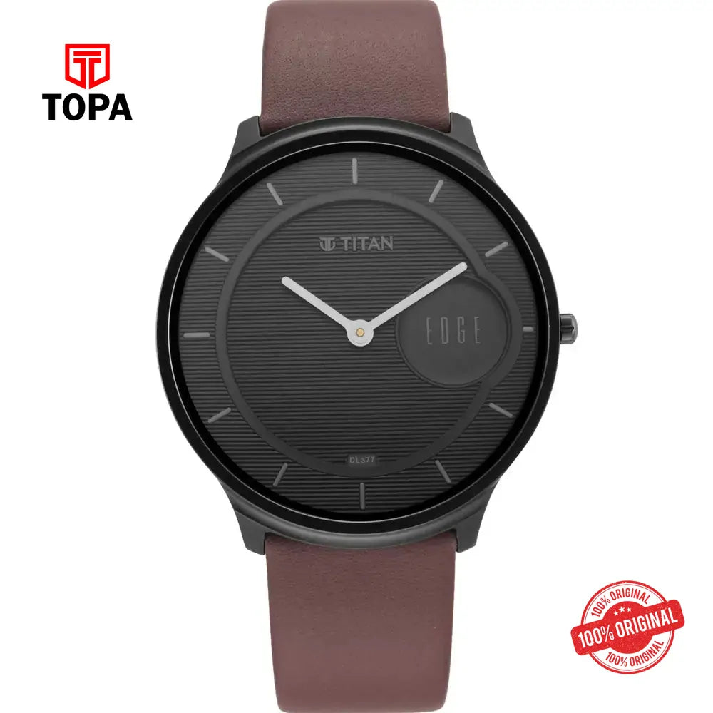 Titan NS1843NL01 Edge Leather Band Men Watch - Topa