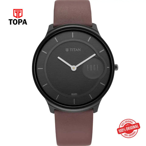 Titan NS1843NL01 Edge Leather Band Men Watch - Topa